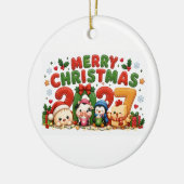 2027 Prettig kerstfeest Keramisch Ornament (Links)