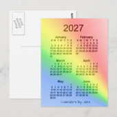 2027 Rainbow 6-minikalender van 6 maanden door Jan Briefkaart (Voorkant / Achterkant)