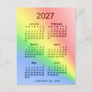 2027 Rainbow 6-minikalender van 6 maanden door Jan Briefkaart