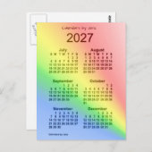 2027 Rainbow 6-minikalender van 6 maanden door Jan Briefkaart (Voorkant / Achterkant)
