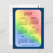 2027 Rainbow Blue 6 Maand Mini Kalender van Janz Briefkaart (Voorkant / Achterkant)