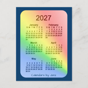 2027 Rainbow Blue 6 Maand Mini Kalender van Janz Briefkaart