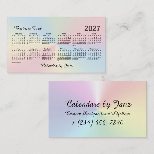 2027 Rainbow Cloud Calendar van Janz Visitekaartje (Voorkant / Achterkant)