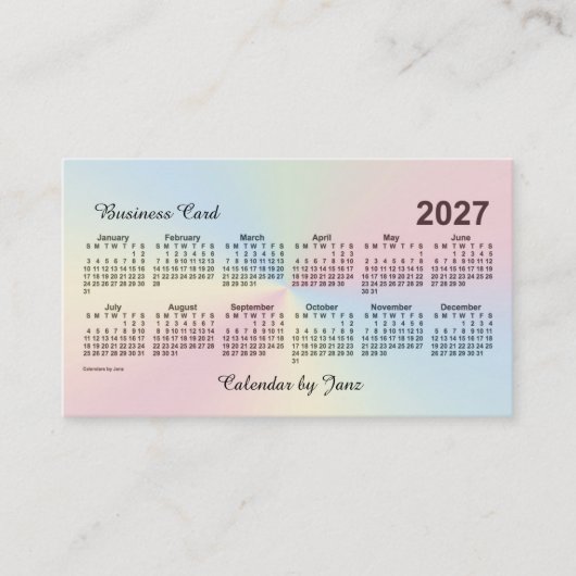 2027 Rainbow Cloud Calendar van Janz Visitekaartje (Voorkant)
