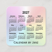 2027 Rainbow Shimmer Agenda van Janz Vierkante Visitekaartje (Voorkant)