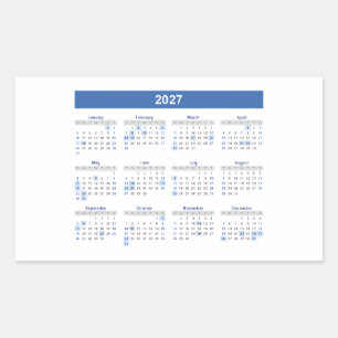 2027 Rechthoekige Maandkalender     Sticker