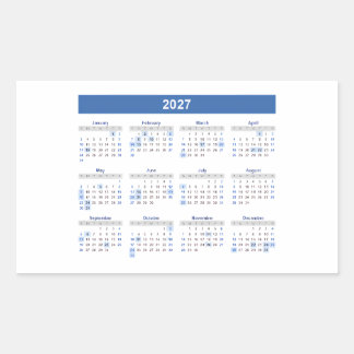 2027 Rechthoekige Maandkalender     Sticker