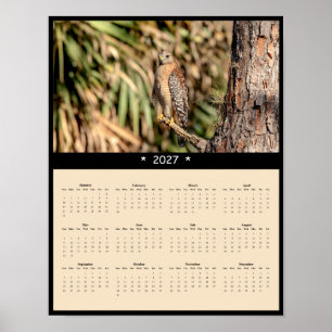 2027 Rode Schouderhavik Muurkalender - Bos Poster