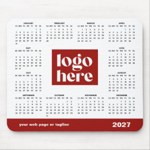 2027 Rood Zakelijk Logo Agenda Muismat
