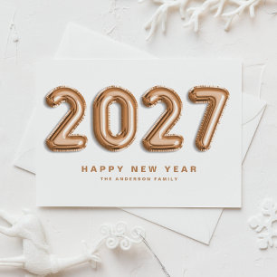 2027 Roze Goud Folie Mylar Ballon Gelukkig Nieuwja Feestdagenkaart
