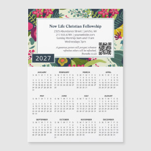 2027 Schriftkalender Magneet Bloemige Kerk Cadeau