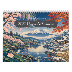 2027 Seizoenen van Japan Ukiyo-e Kunst 12 Schitt Kalender