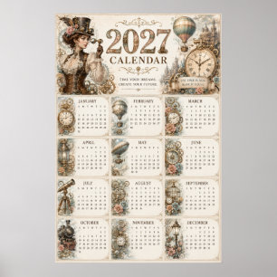 2027 Steampunk Muurkalender Poster