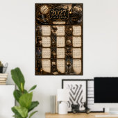 2027 Steampunk Muurkalender Poster (Thuiskantoor)