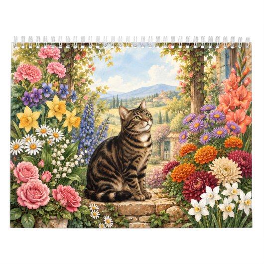 2027 Tabbykat Geboortebloem Kalender (Hoes)