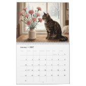 2027 Tabbykat Geboortebloem Kalender (Jan 2027)