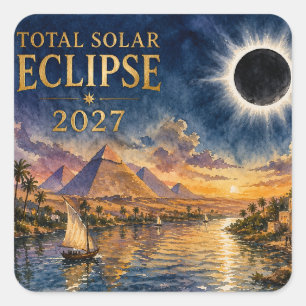 2027 Totale Zonsverduistering Egypte Vierkante Sticker