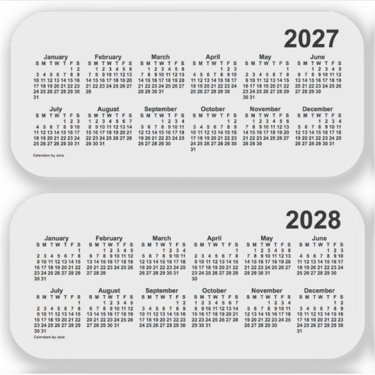 2027 Transparante kalender 2028 door Janz Sticker (Voorkant)