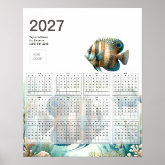 2027 Tropische Vissen Aquatisch Zakelijk Logo Agen Poster