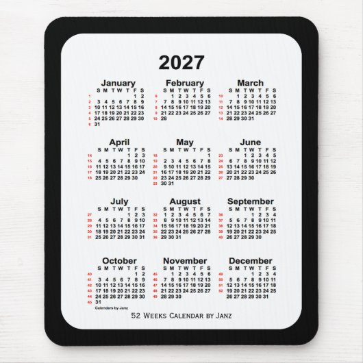 2027 Two Tone Black 52 Week Agenda by Janz Muismat (Voorkant)