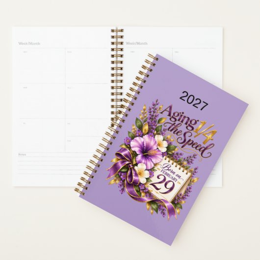 2027 Veroudert 1/4 van het Tempo 29 Februari Bloem Planner (Display)