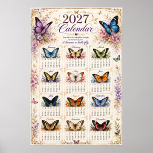 2027 Vlinder Muurkalender Poster