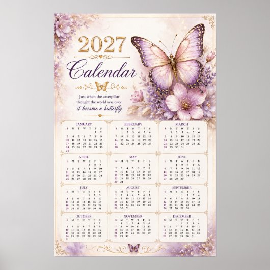 2027 Vlinder Muurkalender Poster (Voorkant)