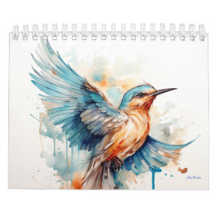 2027 waterverf vogel maandelijkse wand 2027 kalender