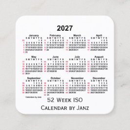 2027 White 52 Week ISO Calendar door Janz Vierkante Visitekaartje