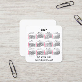 2027 White 52 Week ISO Calendar door Janz Vierkante Visitekaartje
