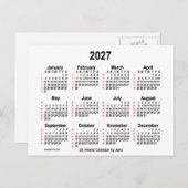 2027 White 52 Weeks Agenda van Janz Briefkaart (Voorkant / Achterkant)