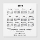 2027 White Business Calendar van Janz 5x5 Magnet (Voorkant)