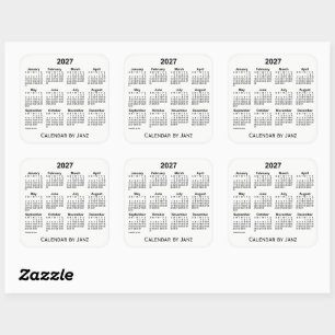2027 White Calendar van Janz Square Sticker