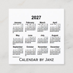 2027 White Calendar van Janz Square Visitekaartje