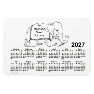 2027 White Elephant Calendar door Janz 4x6 Magnet Magneet