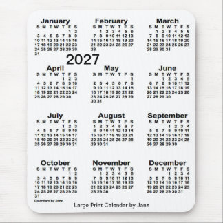 2027 White Large Print Calendar van Janz Muismat