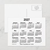 2027 White Mini Calendar van Janz Briefkaart (Voorkant / Achterkant)