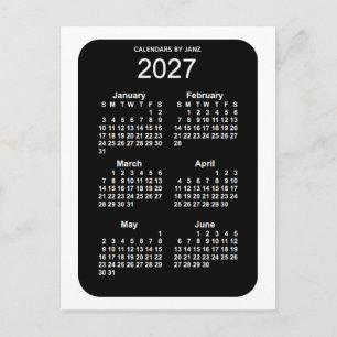 2027 White Neon 6 maanden Mini Calendar van Janz Briefkaart