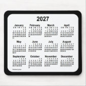 2027 White on Black Calendar van Janz Two Tone Muismat (Voorkant)