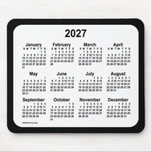 2027 White on Black Calendar van Janz Two Tone Muismat