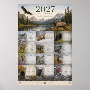 2027 Wilde Dieren Muurkalender Poster