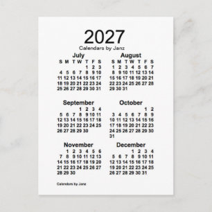 2027 Witte 6 maanden Mini Agenda van Janz Briefkaart