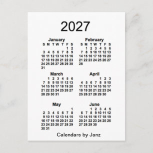 2027 Witte 6 maanden Mini Agenda van Janz Briefkaart