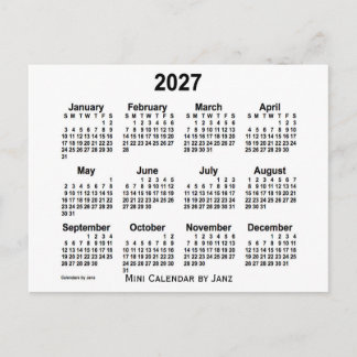 2027 Witte Mini-kalender van Janz Briefkaart