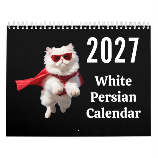 2027 Witte Perzische Kat Kalender (Hoes)