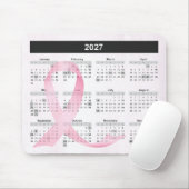 2027 Year Calendar Pink Ribbon Muismat (Met muis)