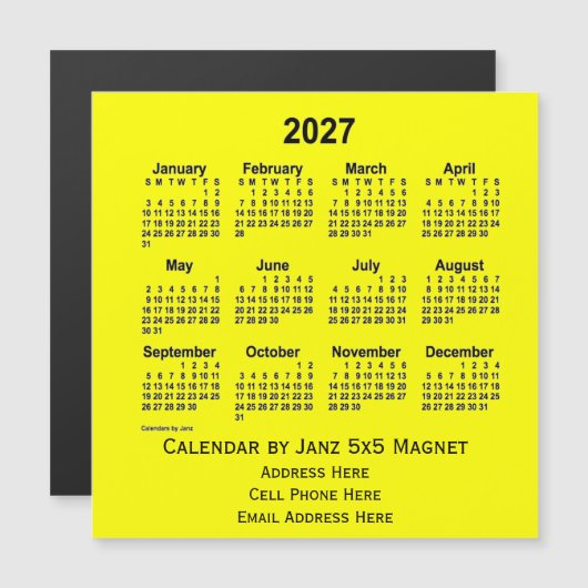 2027 Yellow Business Calendar van Janz (Voorkant / Achterkant)