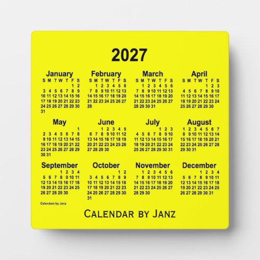 2027 Yellow Desk Calendar van Janz Fotoplaat (Voorkant)