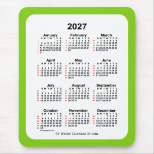 2027 Yellow Green 52 Week agenda van Janz Muismat
