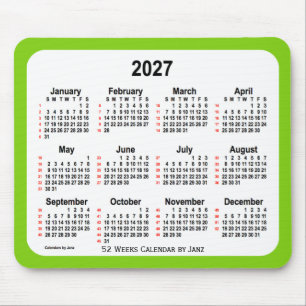 2027 Yellow Green 52 Weeks agenda van Janz Muismat